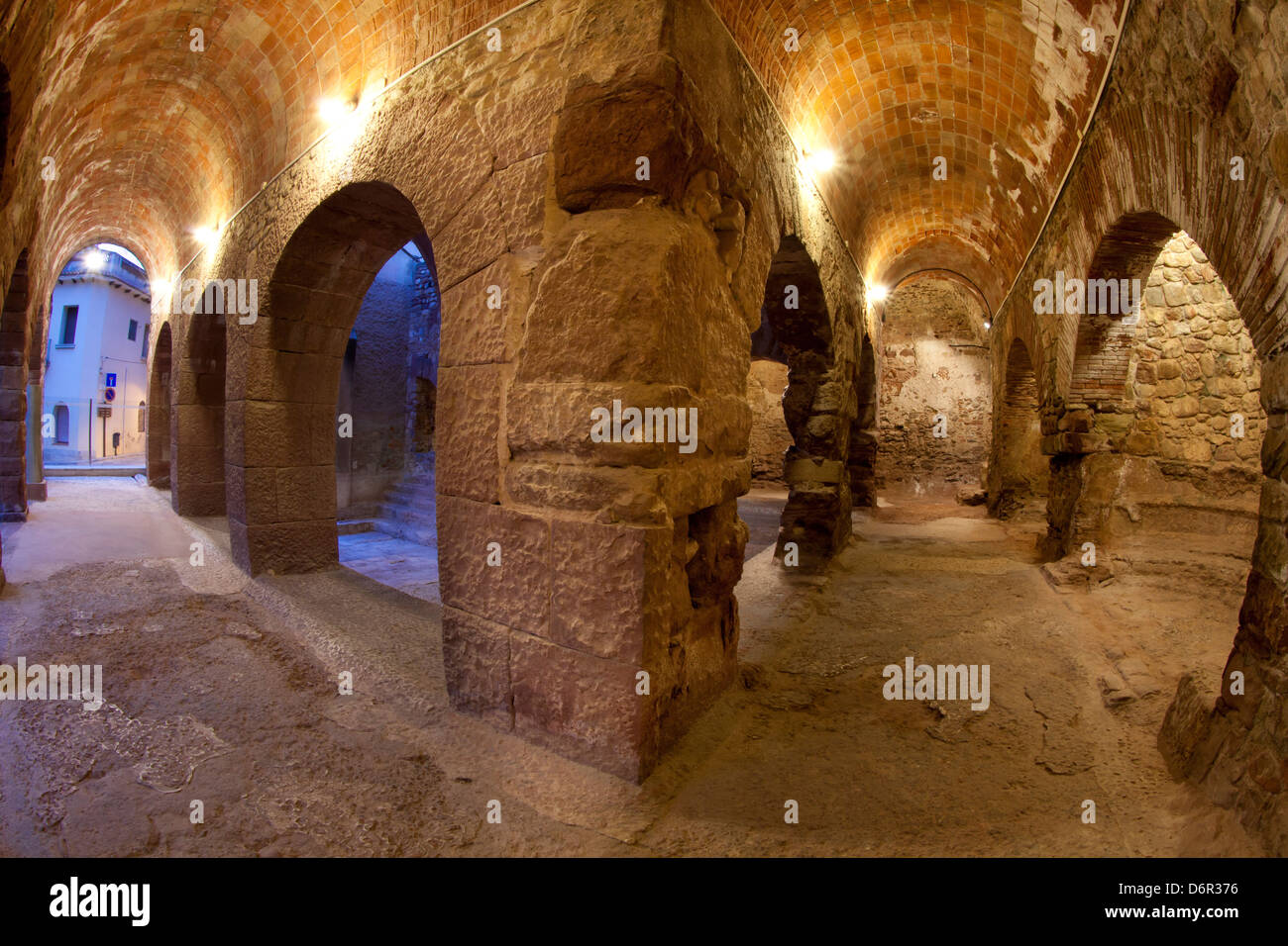 Roman thermal baths in Caldes de Montbui, Barcelona, Spain Stock Photo