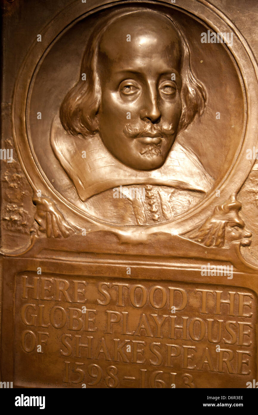Bronze sculpture of Shakespeare in the Globe Theatre, London, England