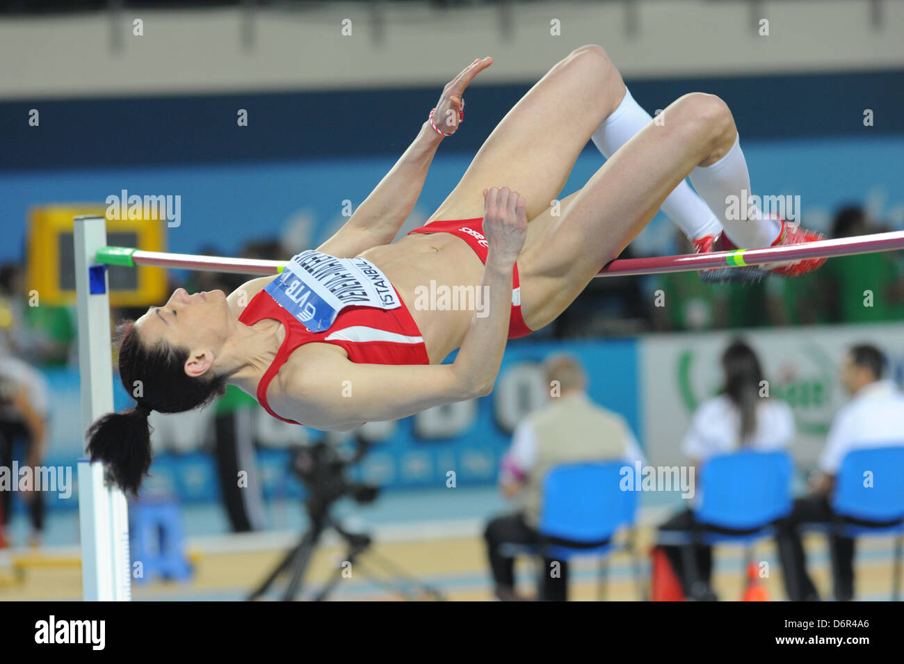 Bulgaria's Venelina VenevaMateeva competes in the women's pentathlon