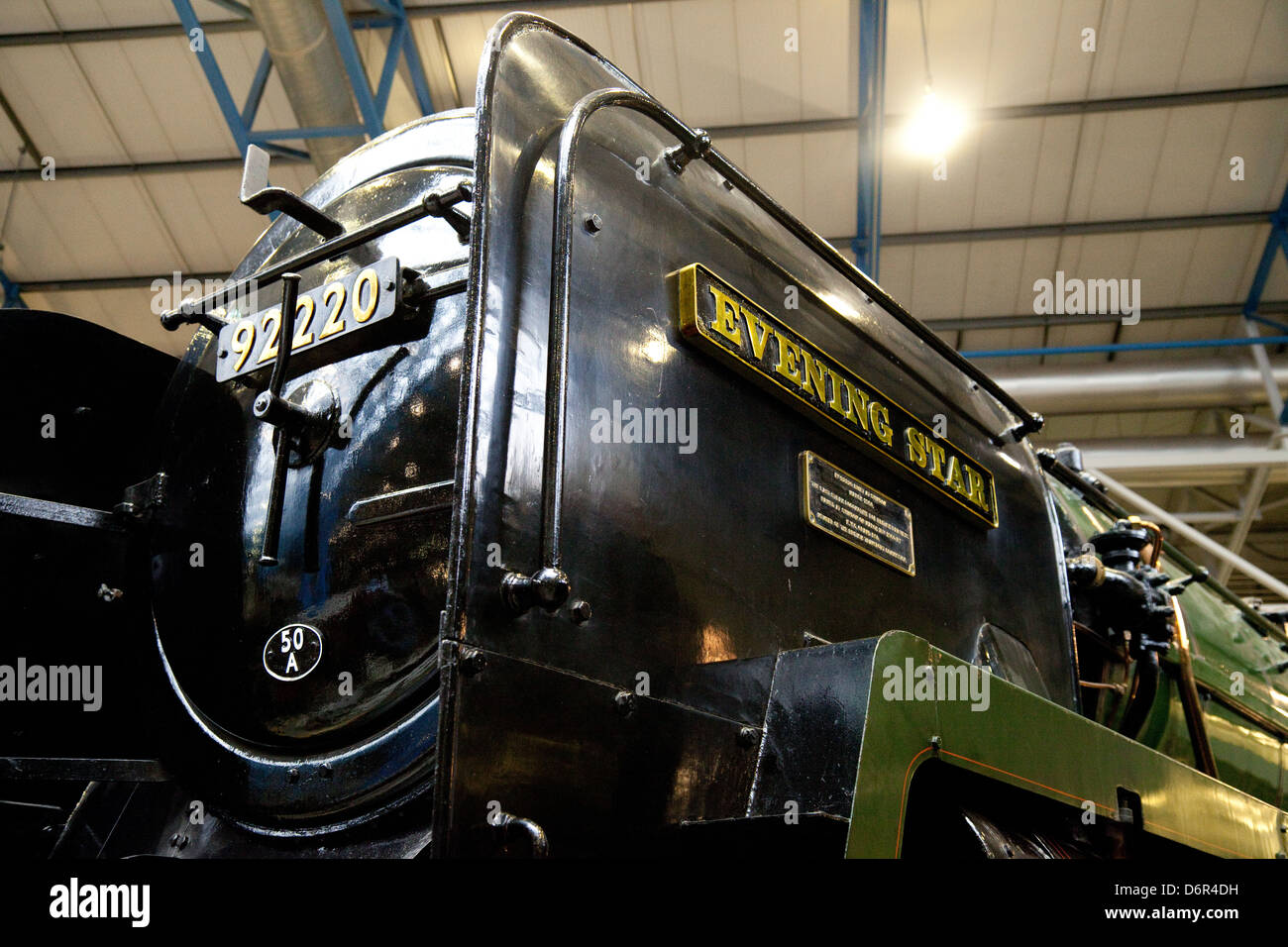 The 'Evening Star', a 9F Class steam engine locomotive, the National Railway Museum, York UK Stock Photo