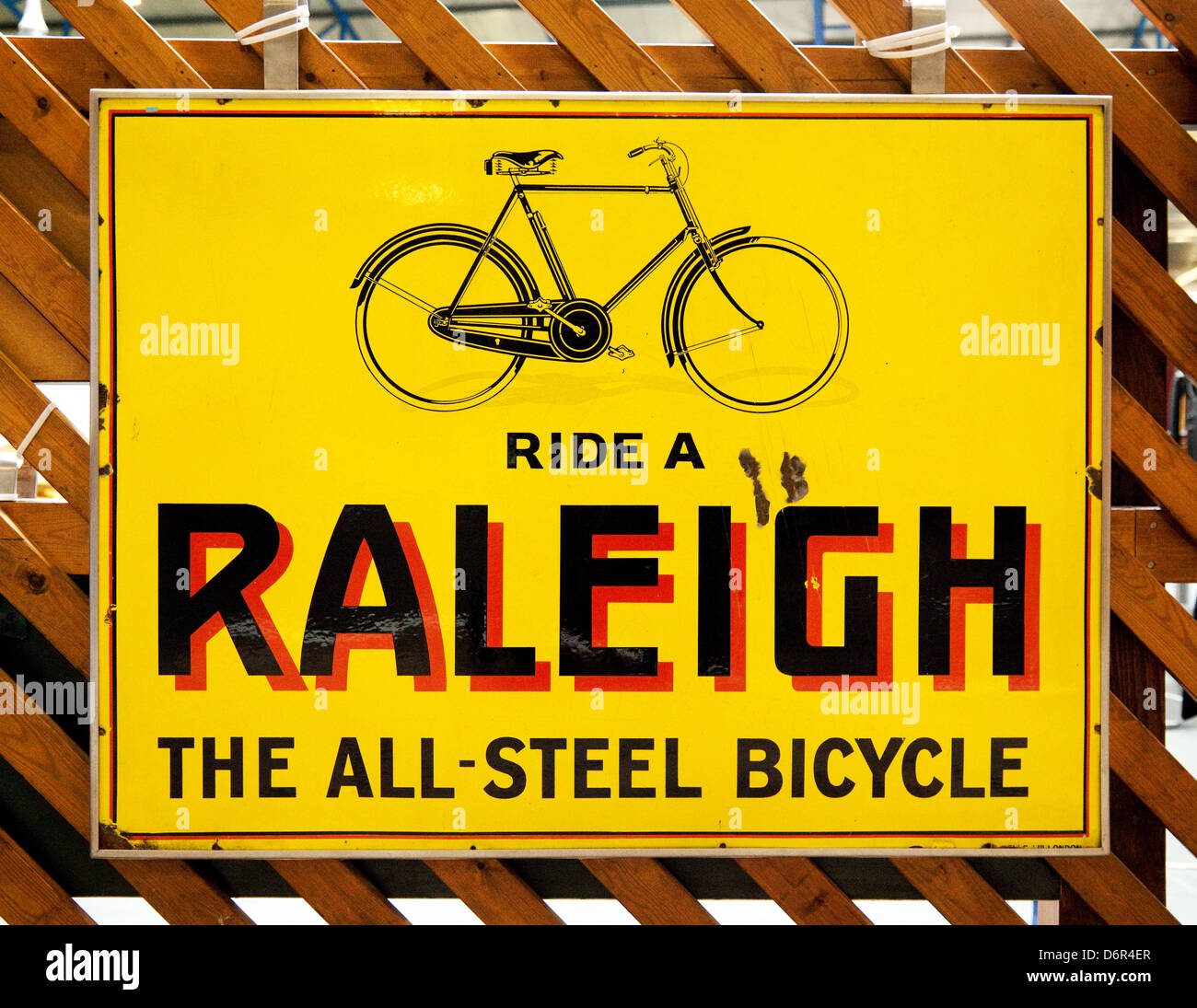 An old sign for Raleigh bicycles, the National Railway Museum, York, UK Stock Photo