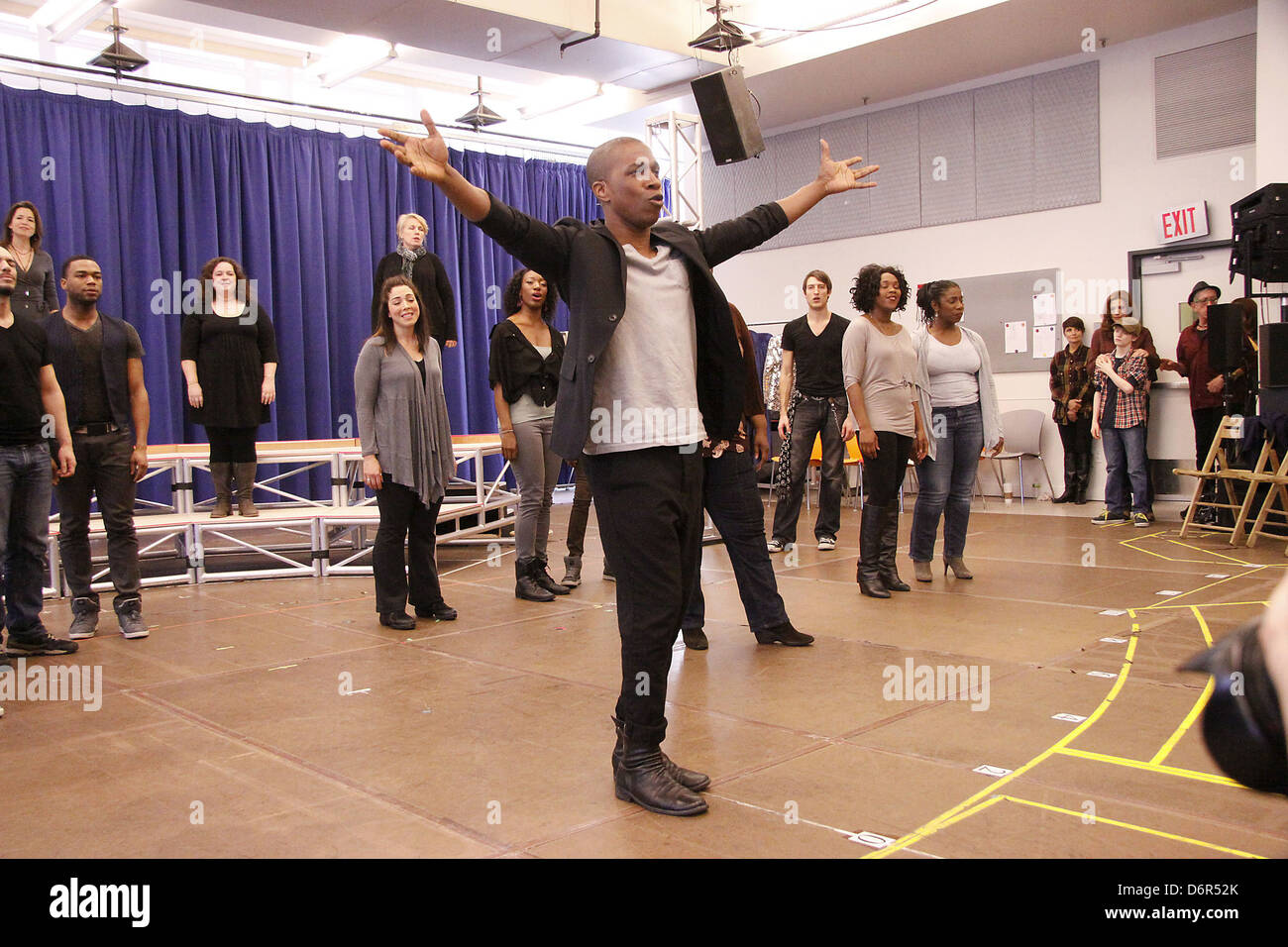 Leslie Odom Jr. and company Press rehearsal with the cast of the