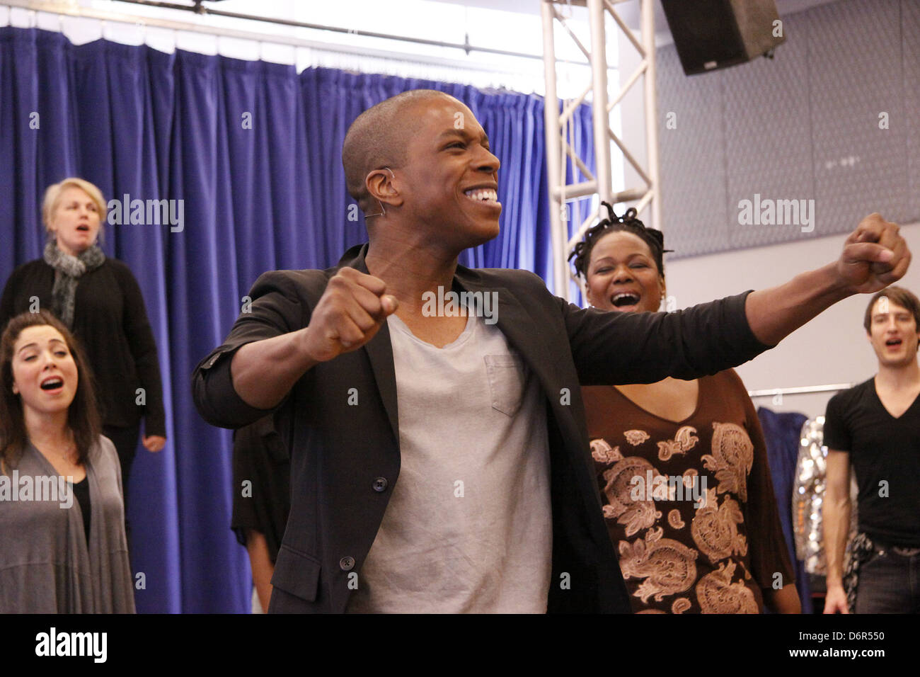 Leslie Odom Jr. and company Press rehearsal with the cast of the