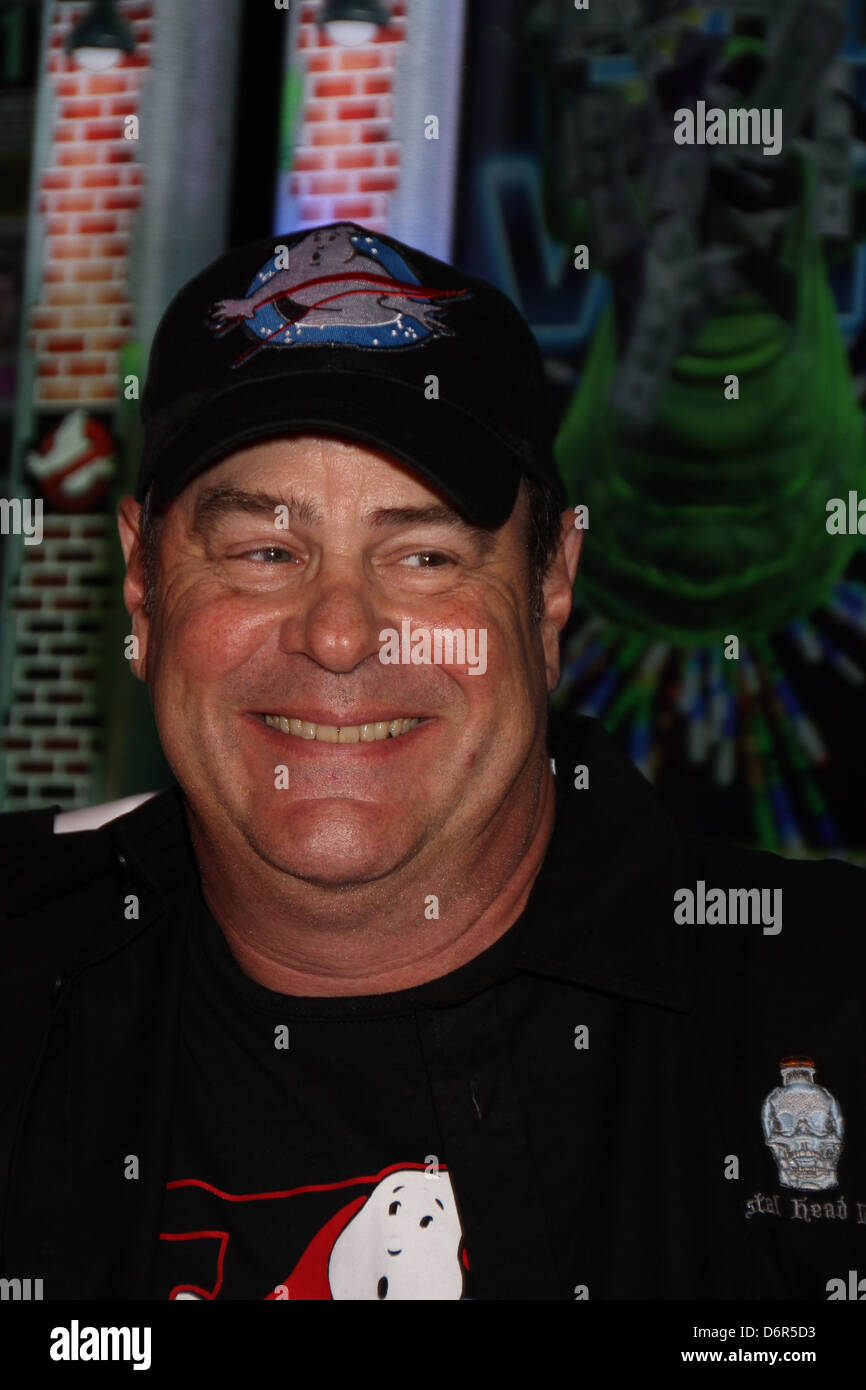 Actor Dan Aykroyd unveils Ghostbusters slot machine and cuts ribbon at The Global Gaming Expo 2011 held at the Sands Convention Stock Photo