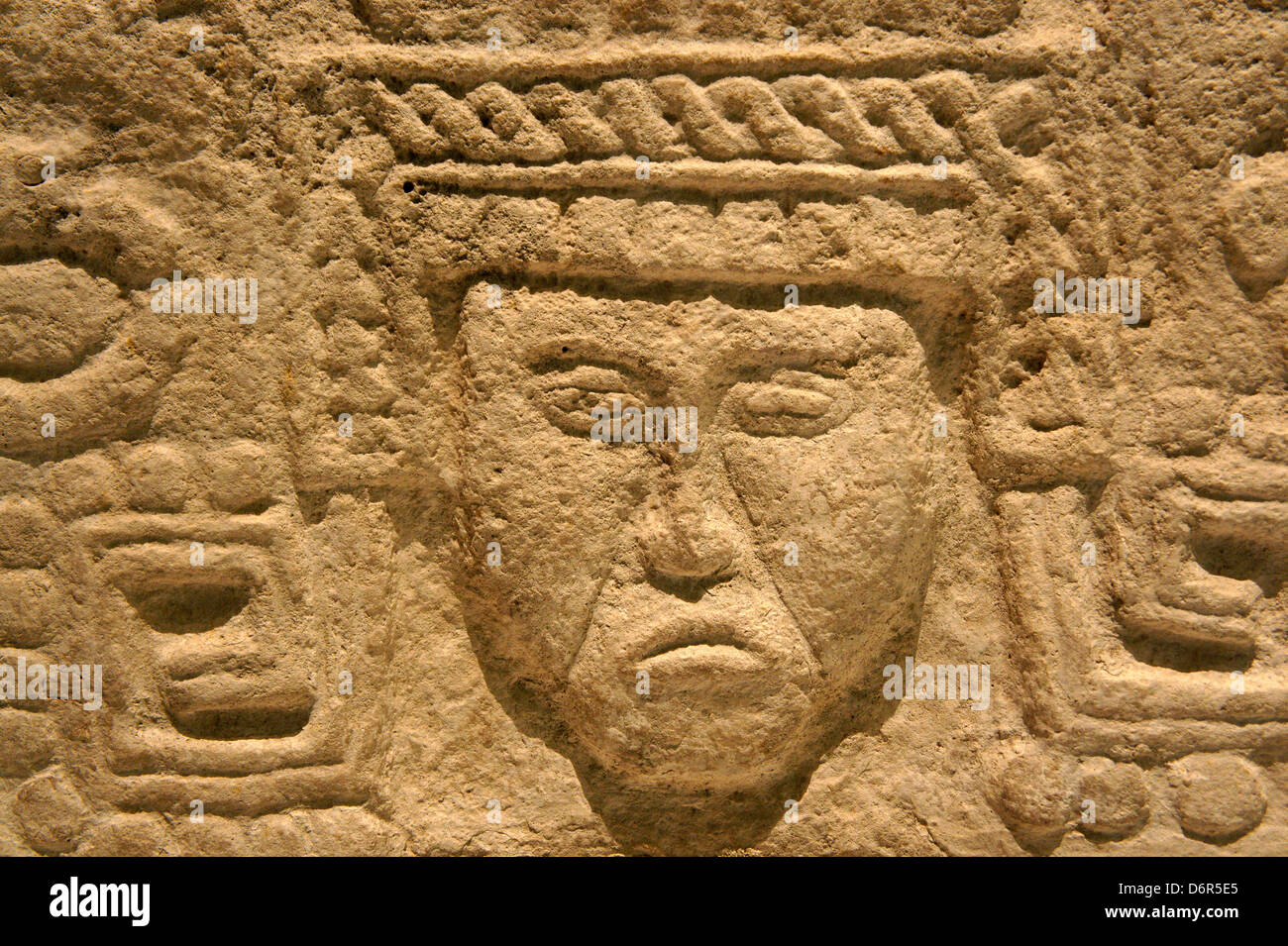Face of Mayan ruler from Yaxcaba, Gran Museo del Mundo Maya museum in Merida, Yucatan, Mexico
