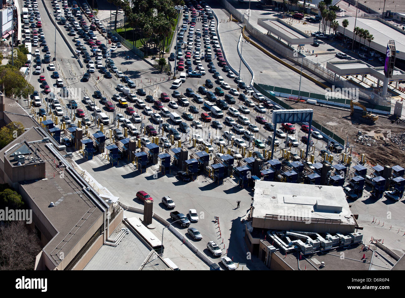 Aerial view of the San Ysidro border Crossing February 17, 2012 in San Diego, CA. Stock Photo