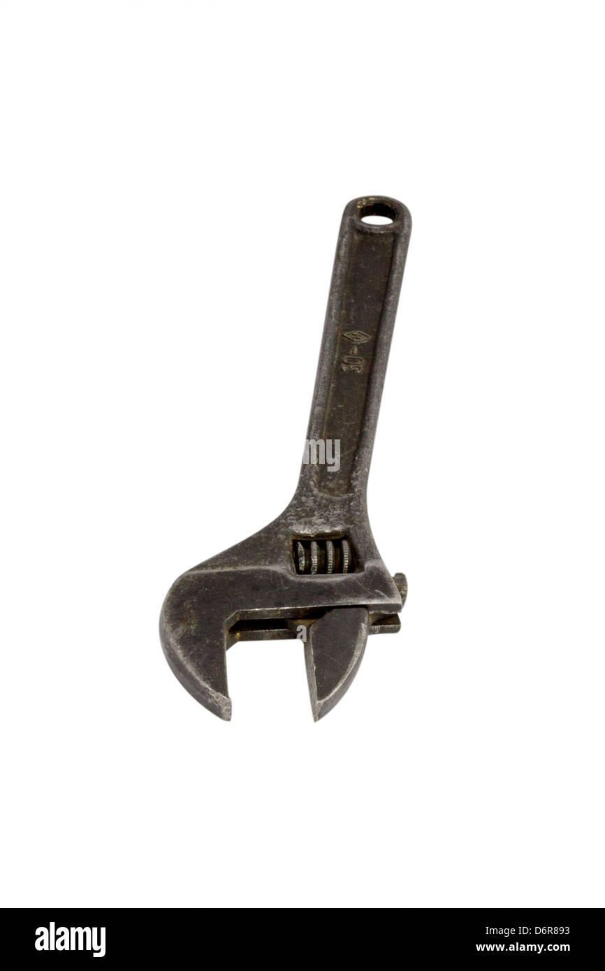 Used adjustable wrench isolated on white with clipping path Stock Photo