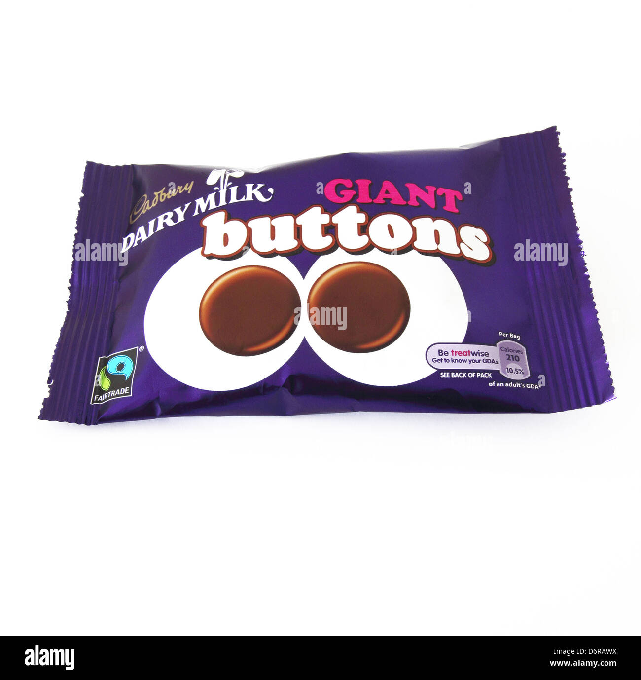 Cadbury's Giant Chocolate Buttons on a White Background Stock Photo