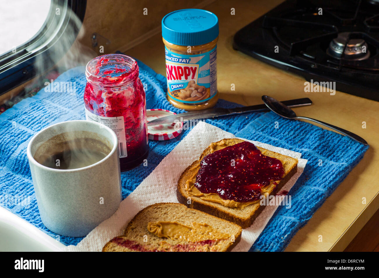 Peanut butter and jelly sandwich hires stock photography and images