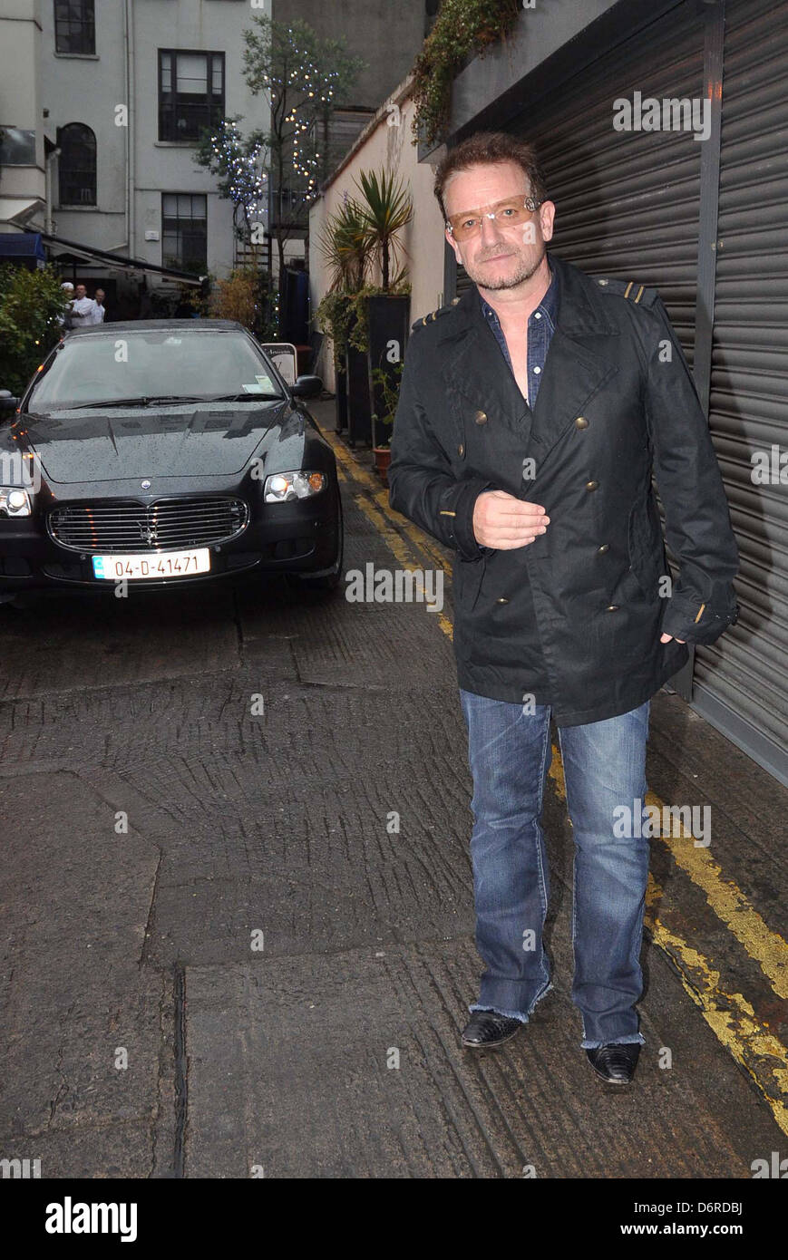 Bono departs the Unicorn restaurant Dublin, Ireland - 30.09.11 Stock Photo