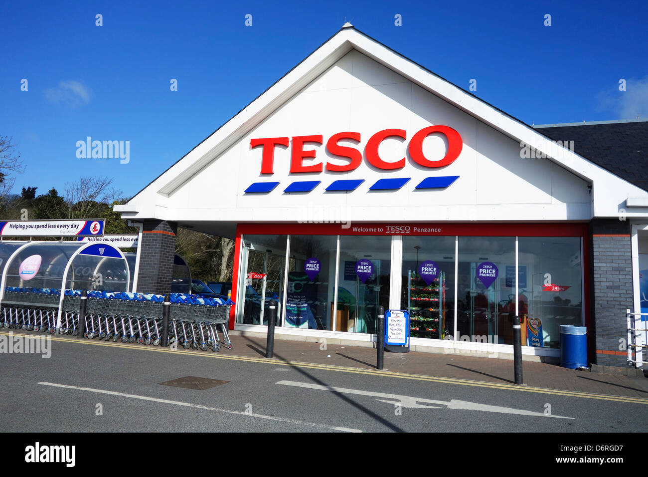 A Tesco supermarket entrance Stock Photo