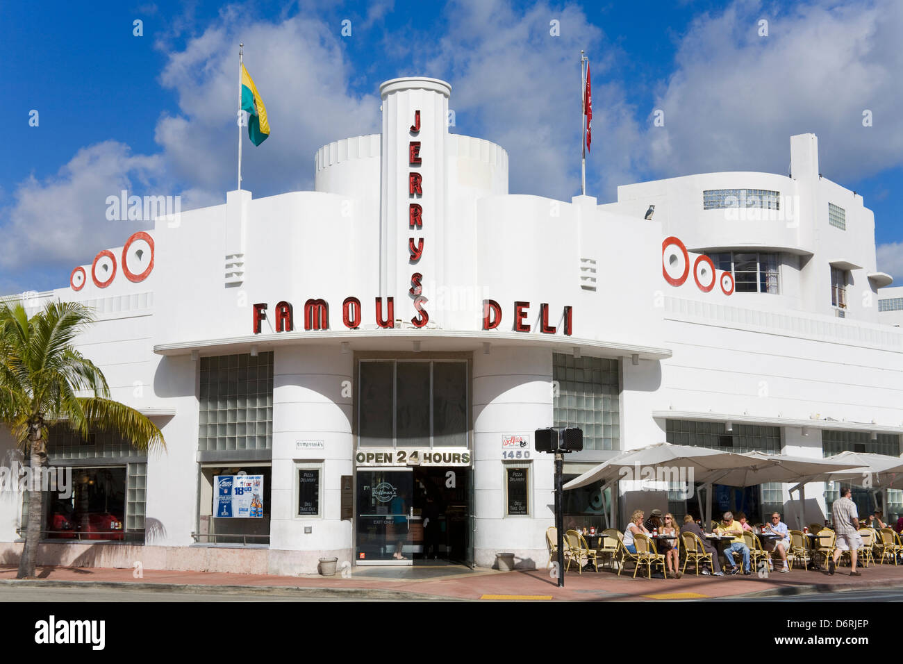 Jerrys Famous Deli on Collins Avenue, Miami Beach, Florida, USA Stock