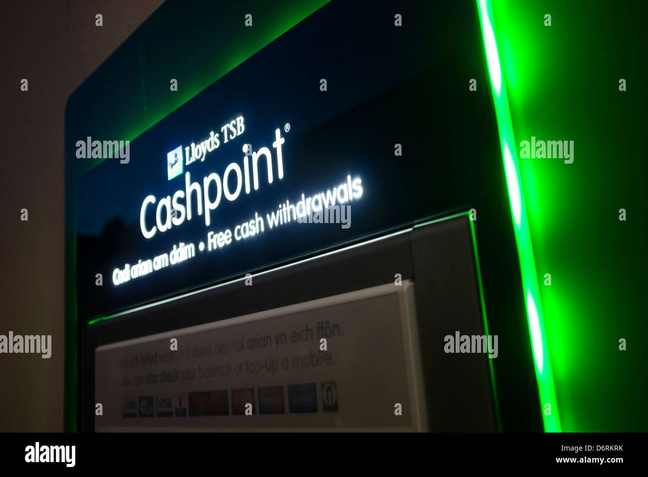 A Lloyds TSB cashpoint ATM cash machine, night, UK Stock Photo