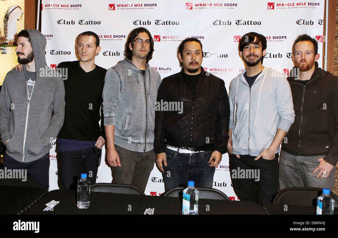 Linkin Park Club Tattoo Inside Miracle Mile Shops hosts an autograph signing with Linkin Park at Planet Hollywood Resort and Stock Photo