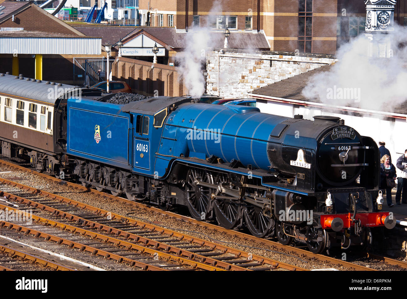 Tornado 60163 Steam Engine at Holyhead station Anglesey North Wales Uk Stock Photo