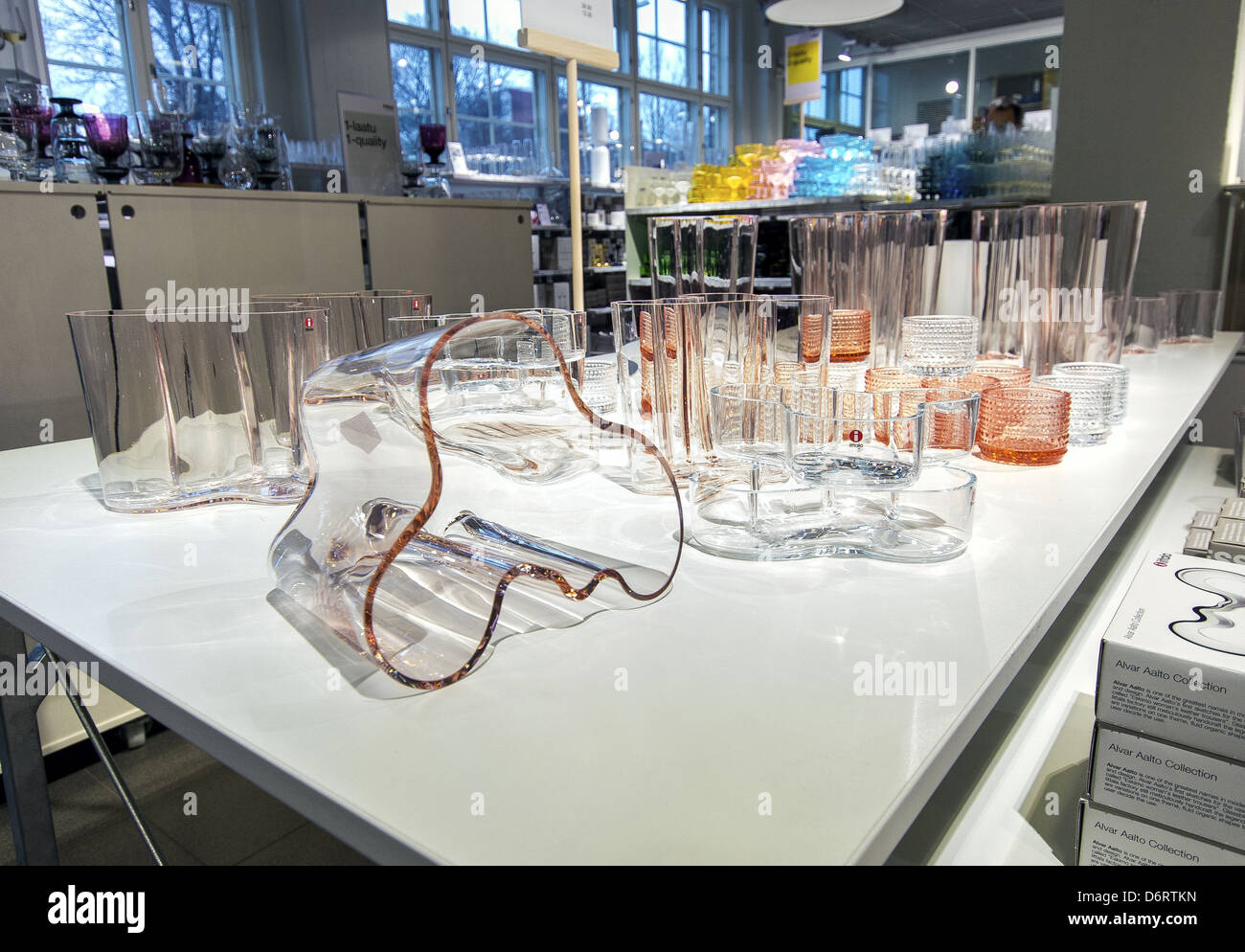 Glassware display at the iittala outlet store at the Arabia ...