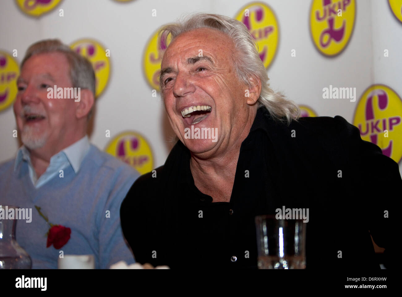 PETER STRINGFELLOW AT UKIP PRESS CONFERENCE AT PORTERS RESTAURANT, LONDON Stock Photo