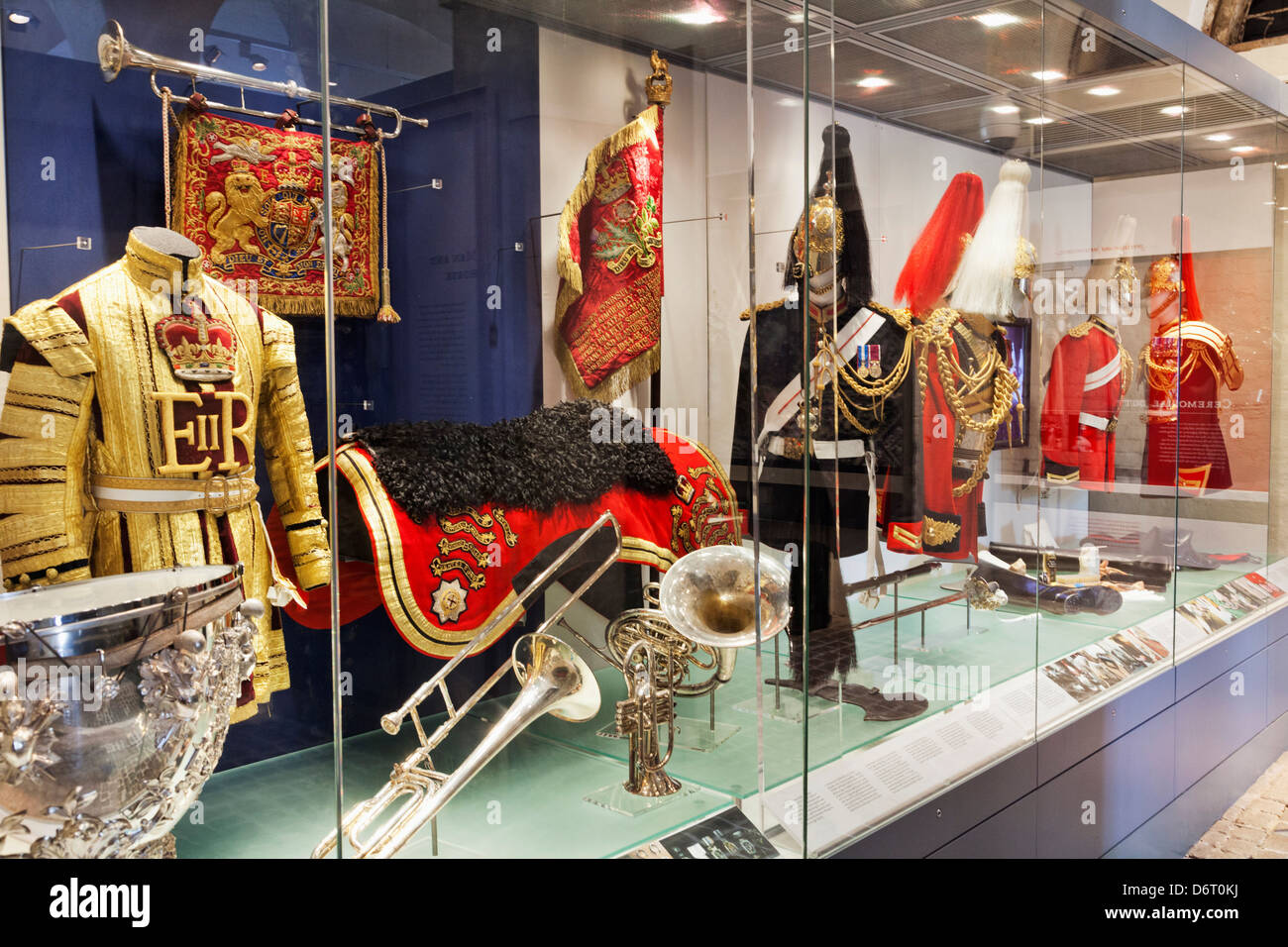 England, London, Whitehall, Household Cavalry Museum, Display of Military Uniforms Stock Photo