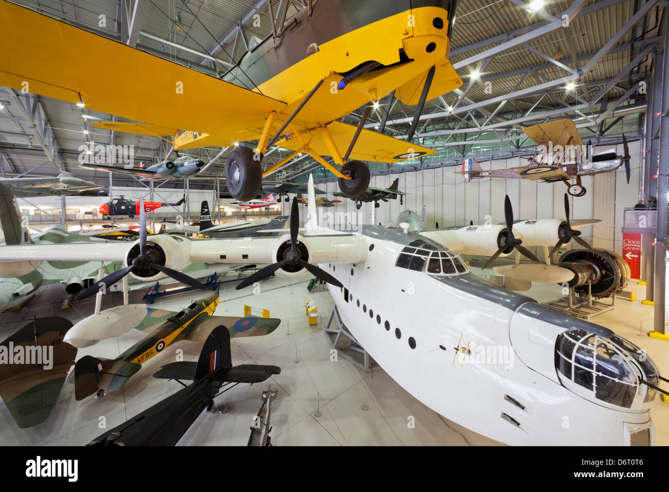 England, Cambridgeshire, Duxford, Imperial War Museum, Exhibit of Vintage Aircraft in AirSpace Hangar Stock Photo