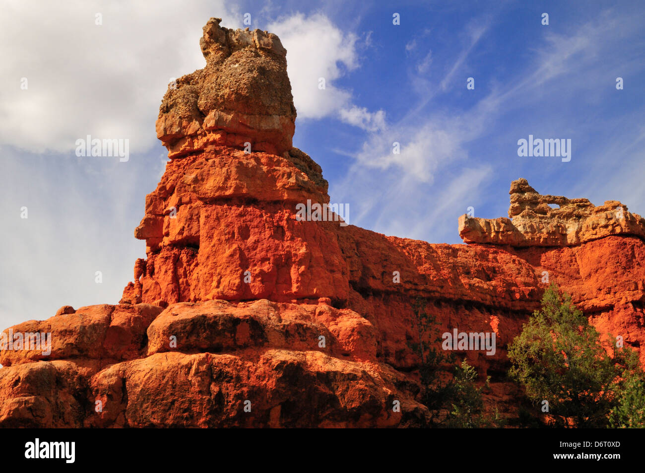 Hoodoos and an arch in Red Canyon, Utah Stock Photo