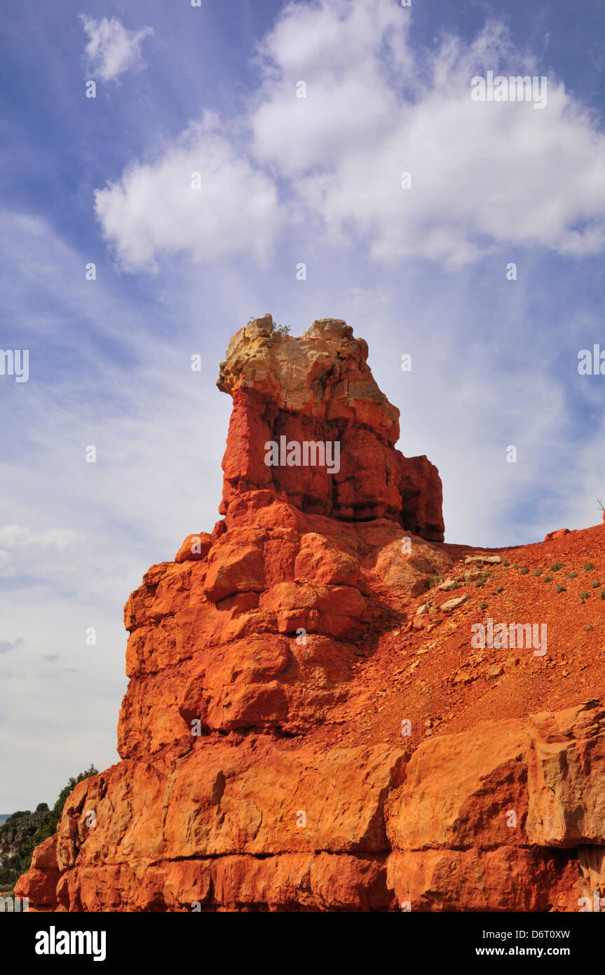 Hoodoo in Red Canyon, Utah. Rock layers vary in color. Stock Photo