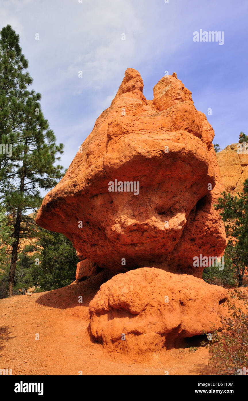 Fantastic mushroom-shaped rock in Red Canyon, Utah Stock Photo