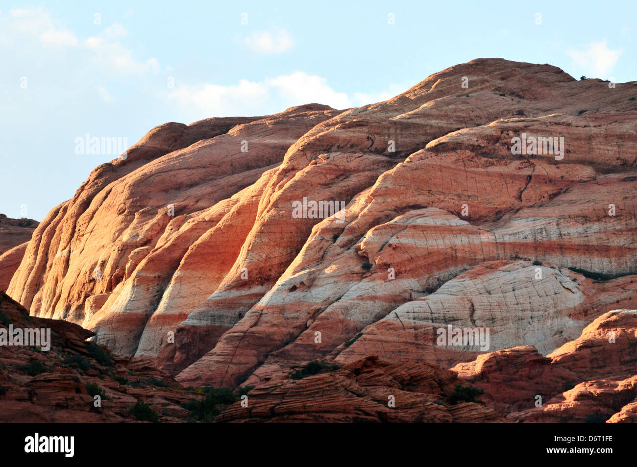 Sandstone strata of varying color, Snow Canyon State Park Stock Photo