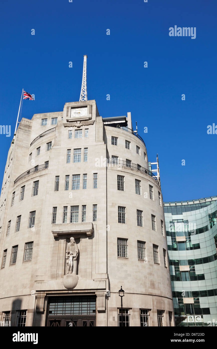 UK, London, Portland Place, BBC Broadcasting House Stock Photo