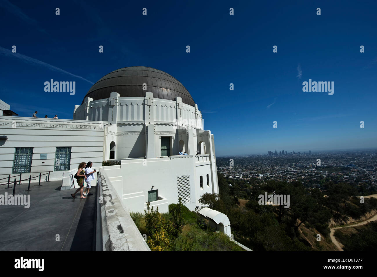 Los Angeles, California, April 11, 2013: a view of Griffith Observatory. A wide-angle, editorial, image. Stock Photo