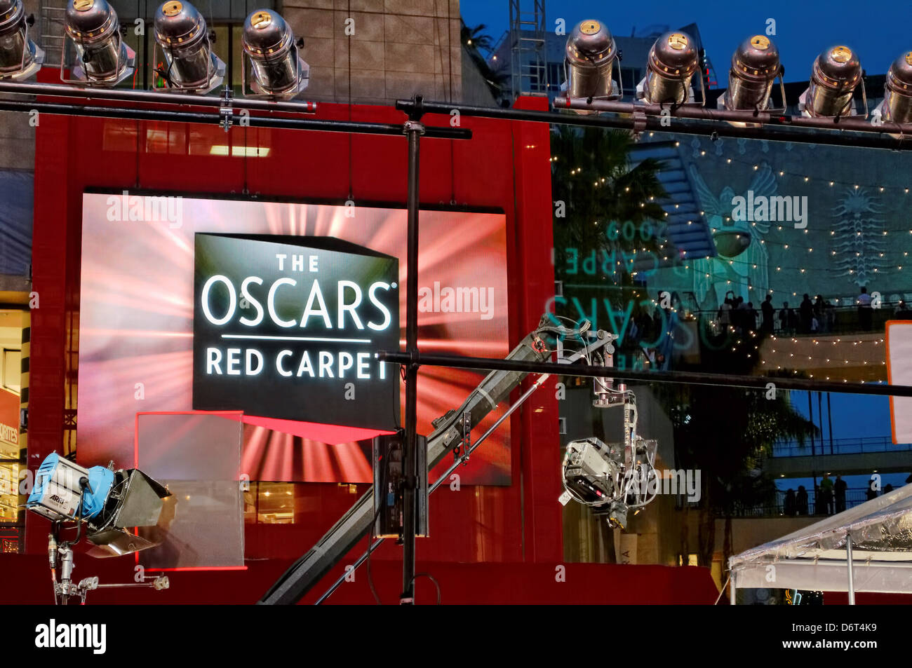 Backdrops sets suitable televised coverage arriving movie industry celebrities expected annual Academy Awards Ceremonies in Stock Photo