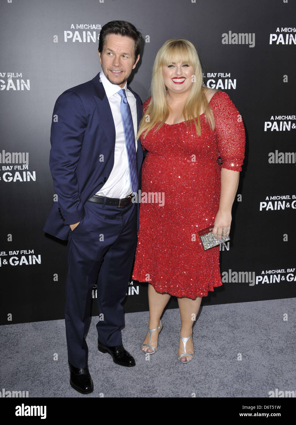 Los Angeles, California, USA. 22nd April, 2013. Mark Wahlberg, Rebel Wilson attending the Los Angeles Premiere of ''Pain And Gain'' held at the TCL Chinese Theatre in Hollywood, California on April 22, 2013. 2013.(Credit Image: Credit:  D. Long/Globe Photos/ZUMAPRESS.com/Alamy Live News) Stock Photo