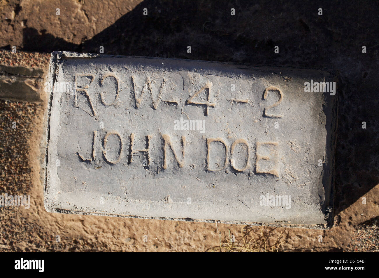 John Doe grave in a cemetery, Terrace Park Cemetery, Holtville, Imperial County, California, USA Stock Photo