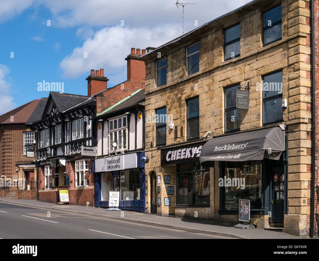 Pretty row of Shops in Chesterfield, Derbyshire Stock Photo Alamy