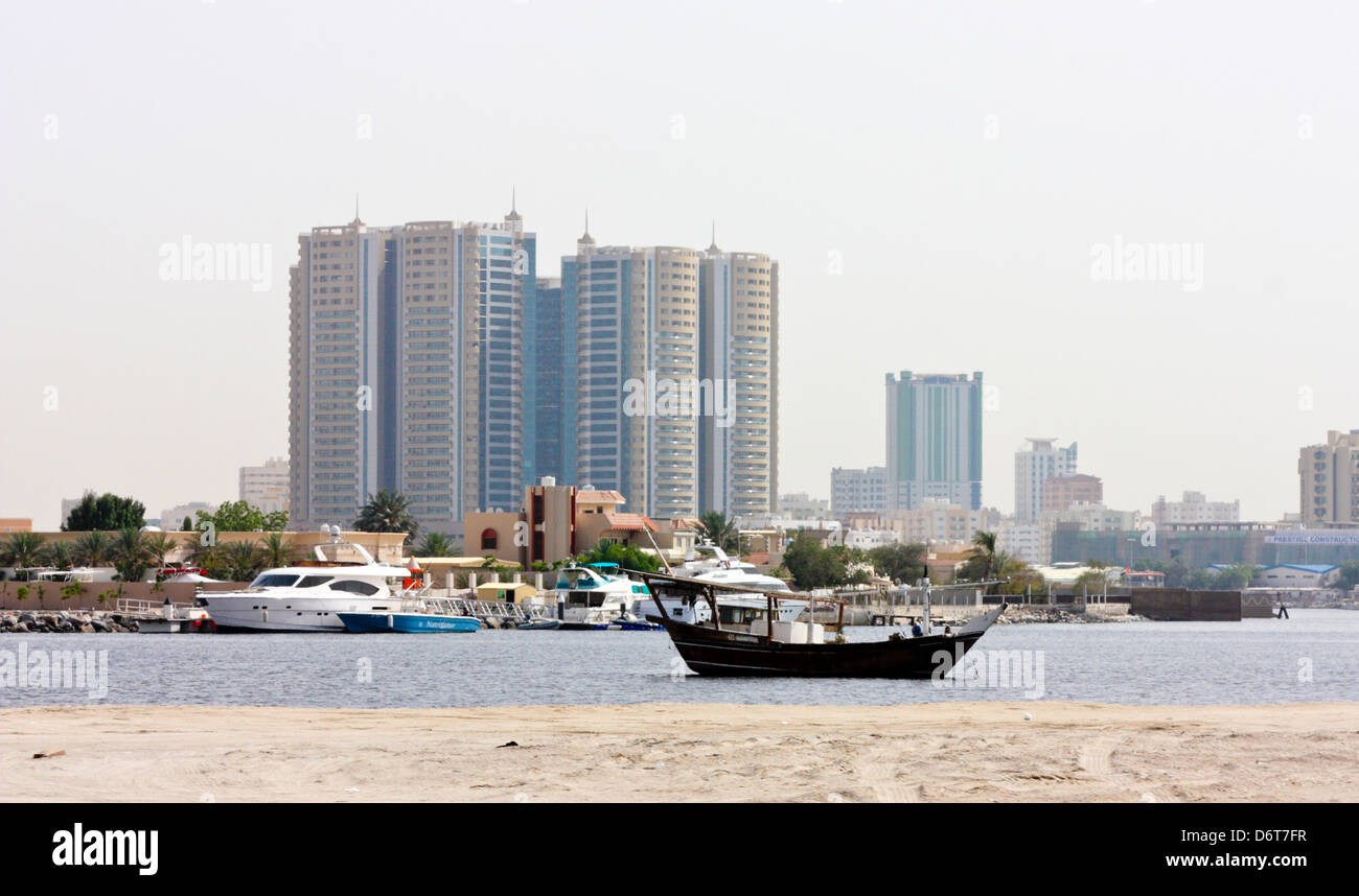 Skyline of Ajman, United Arab Emirates Stock Photo