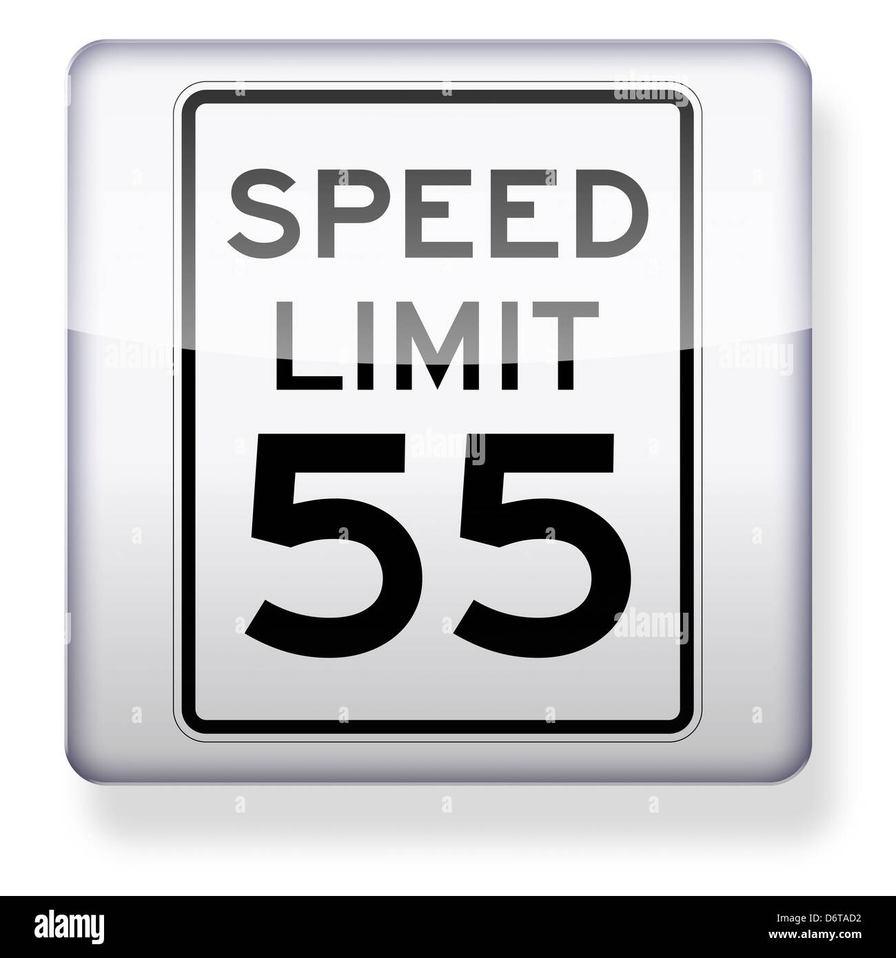 US speed limit 55mph as an app icon. Clipping path included Stock Photo