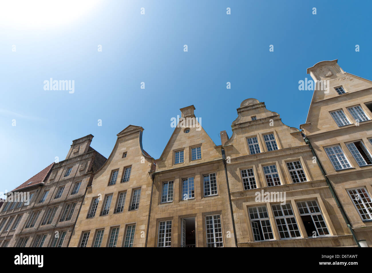 old monumental facades at the famous Prinzipalmarkt in Munster, Germany Stock Photo