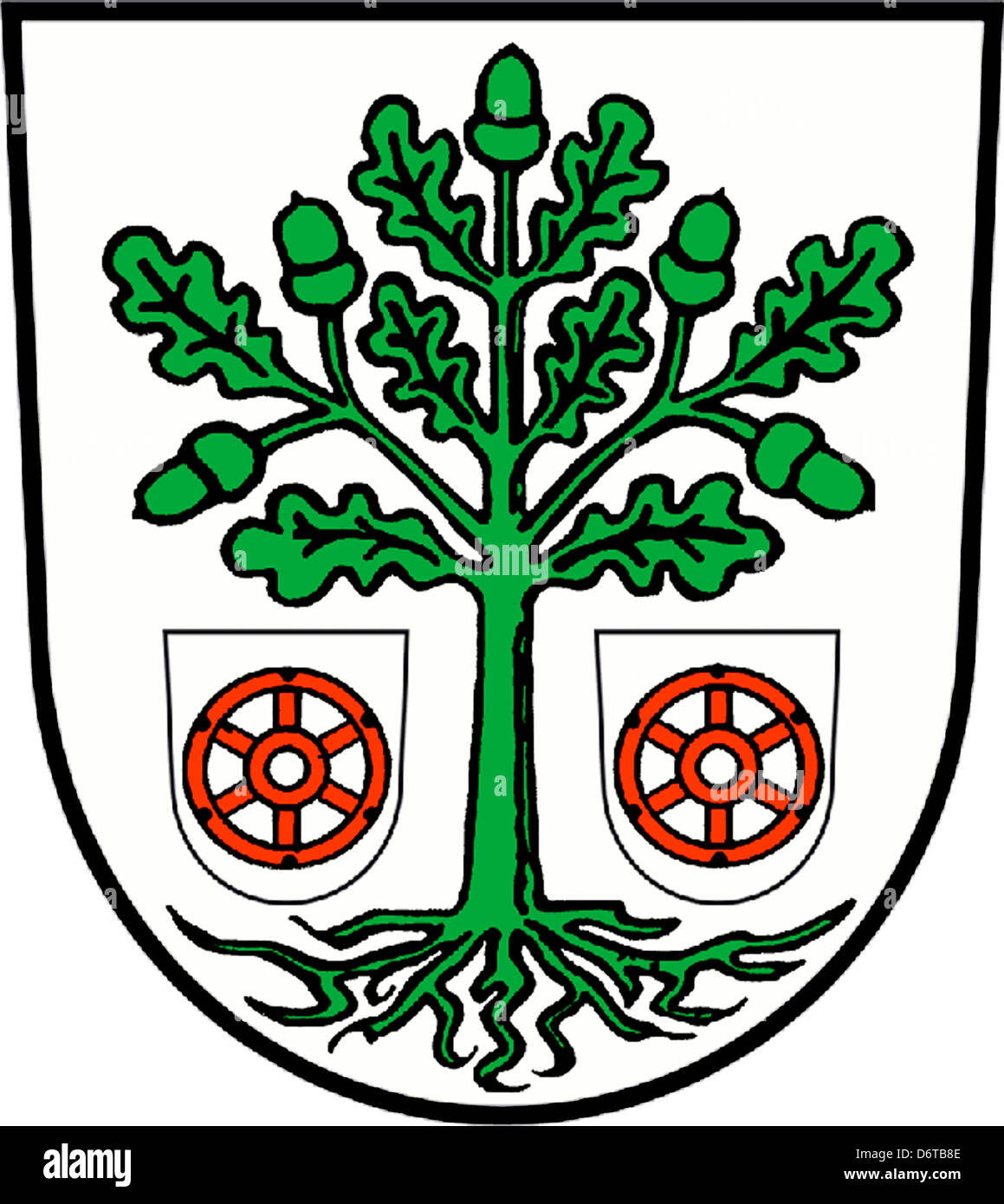 Coat of arms of the German city Bad Freienwalde in Brandenburg. Stock Photo