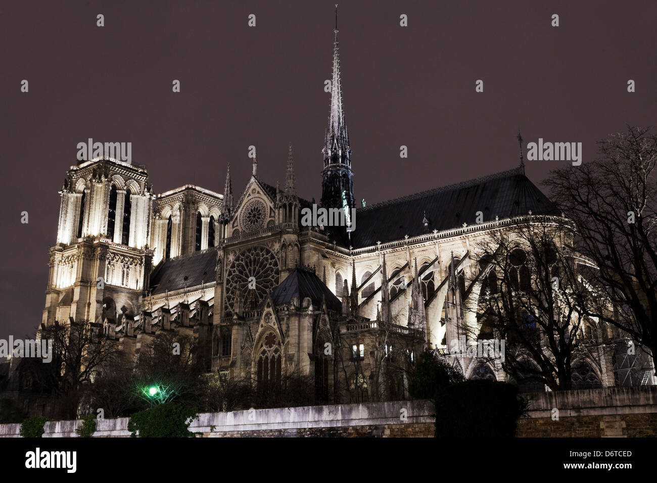 cathedral Notre-Dame de Paris at night Stock Photo - Alamy