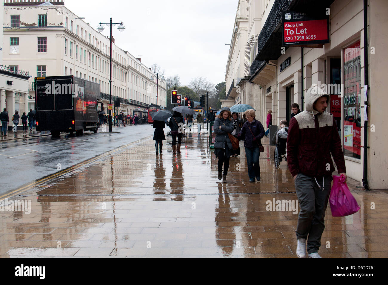 Dull wet weather, The Parade, Leamington Spa, UK Stock Photo Alamy