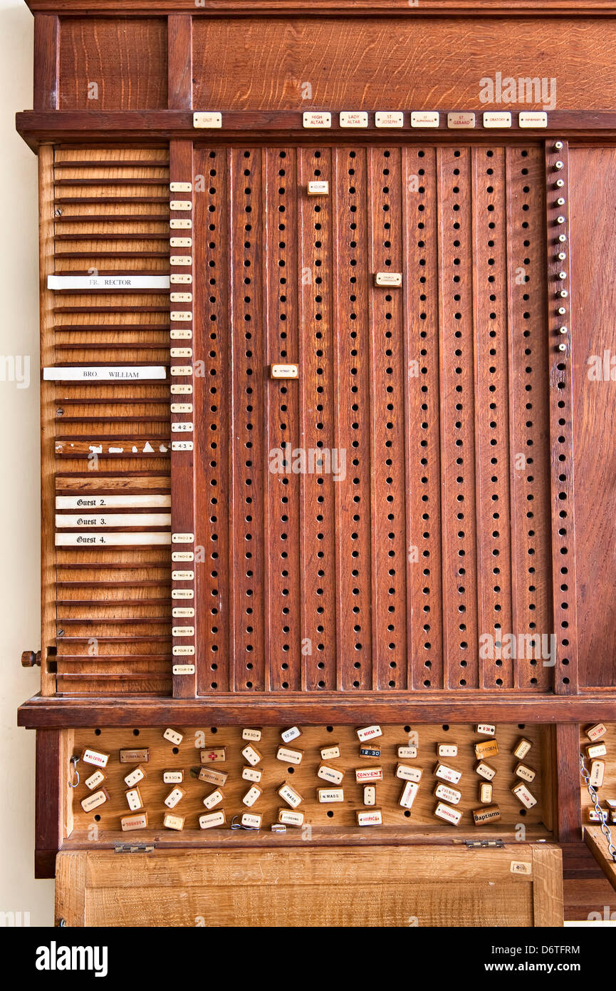 A tabella or daily organiser in a monastery (UK) Stock Photo