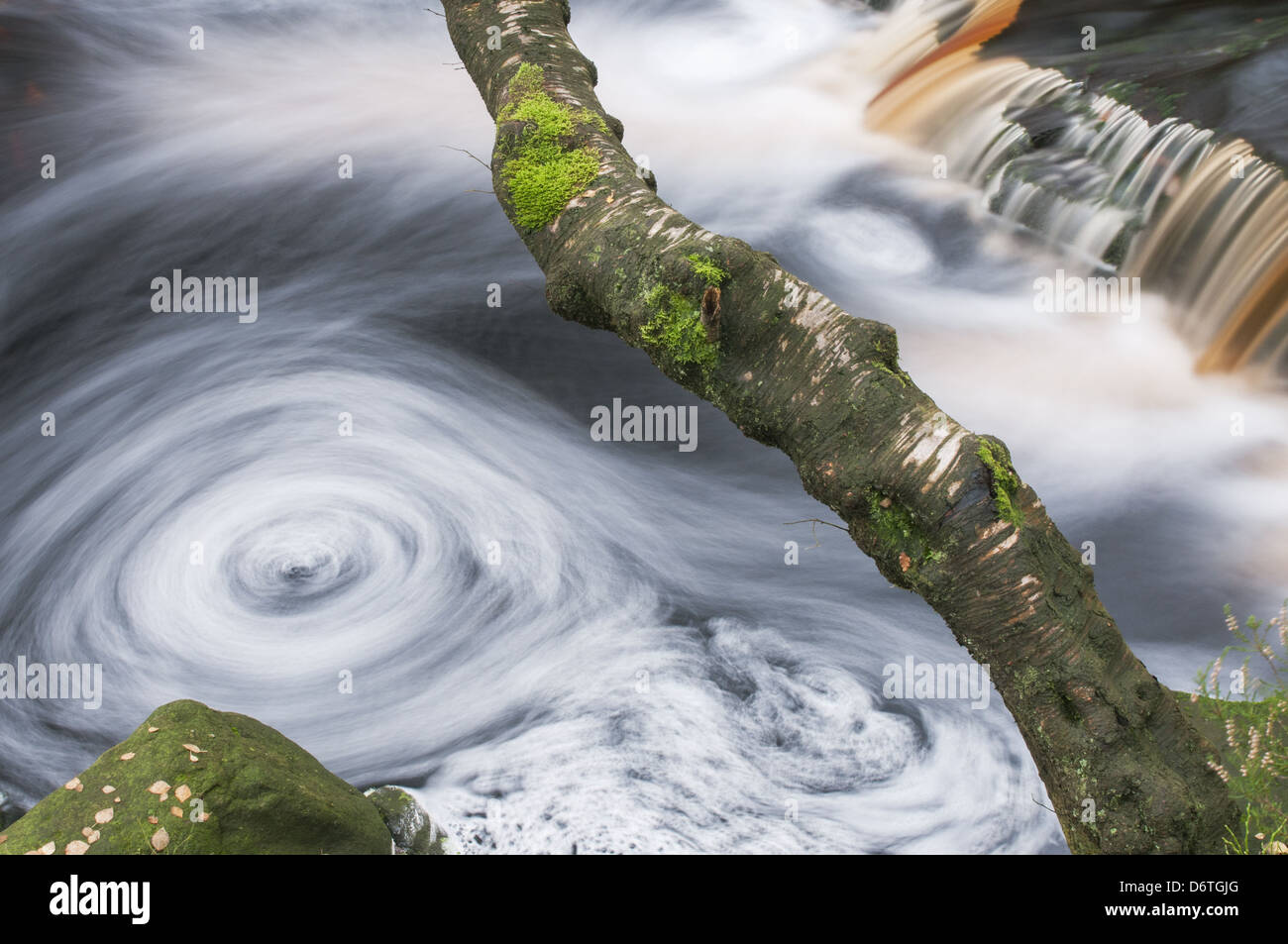 Swirling stream, Dark Peak, Peak District N.P., Derbyshire, England, November Stock Photo