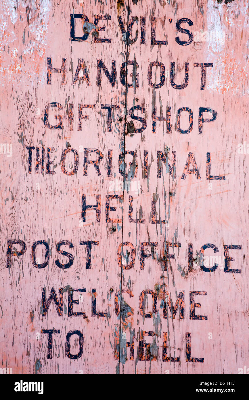 Sign in Hell, Grand Cayman, Cayman Islands, Greater Antilles, Caribbean Stock Photo