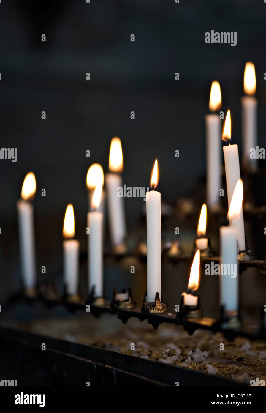 Church prayer candles burning Stock Photo Alamy