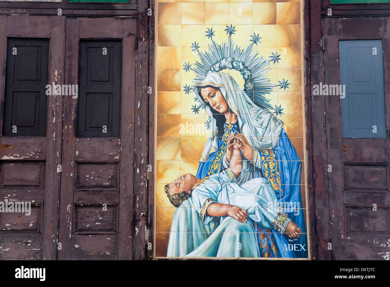 Painting of Virgin Mary in the San Juan Cathedral, Old San Juan, San Juan, Puerto Rico Stock Photo