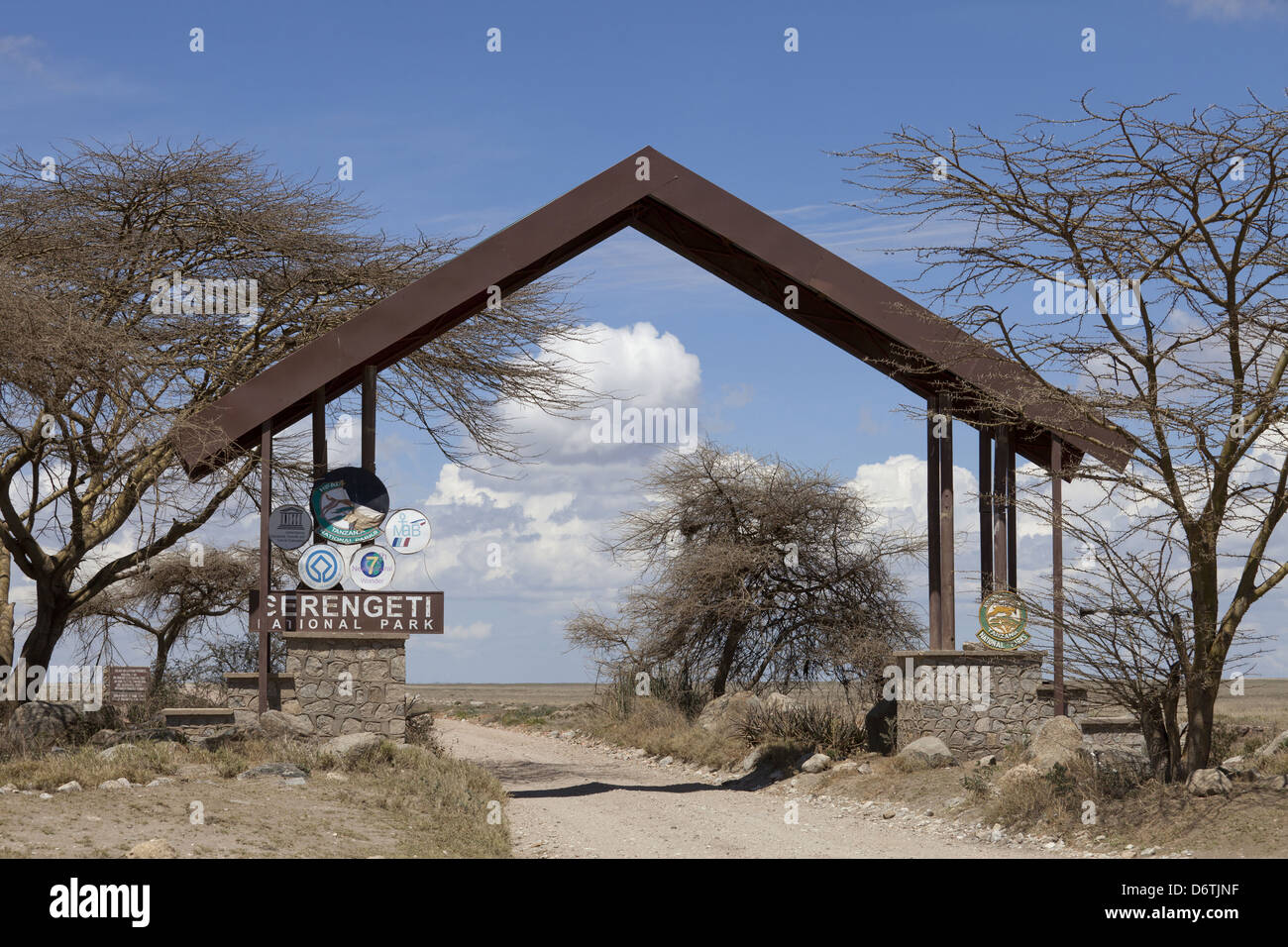 Entrance gate to national park, Serengeti N.P., Tanzania, December