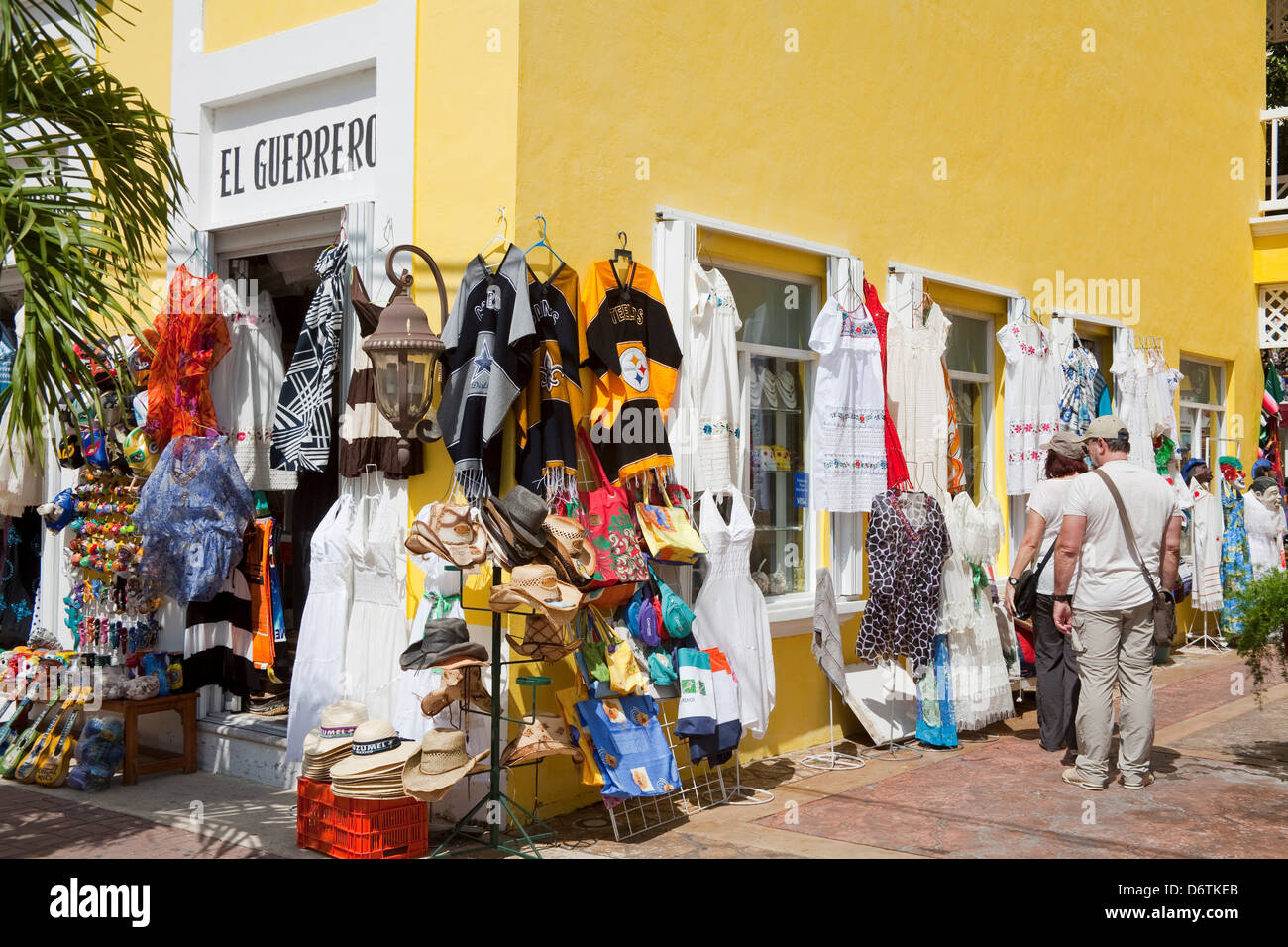 People at Mercado De Artesanias, Plaza del Sol, San Miguel, Cozumel, Quintana Roo, Yucatan Peninsula, Mexico Stock Photo