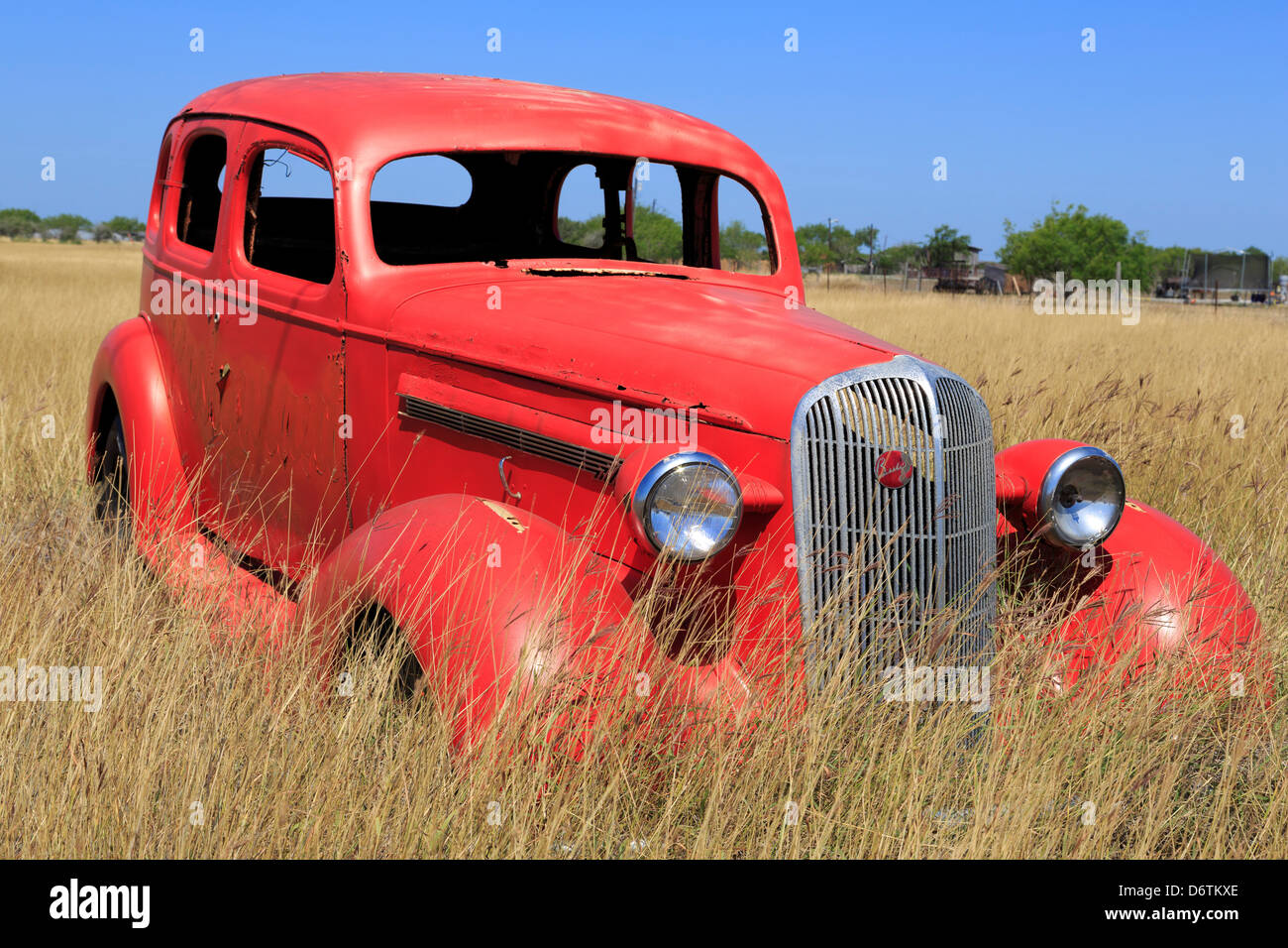 Abandoned car in field, Corpus Christi, Texas, USA Stock Photo Alamy