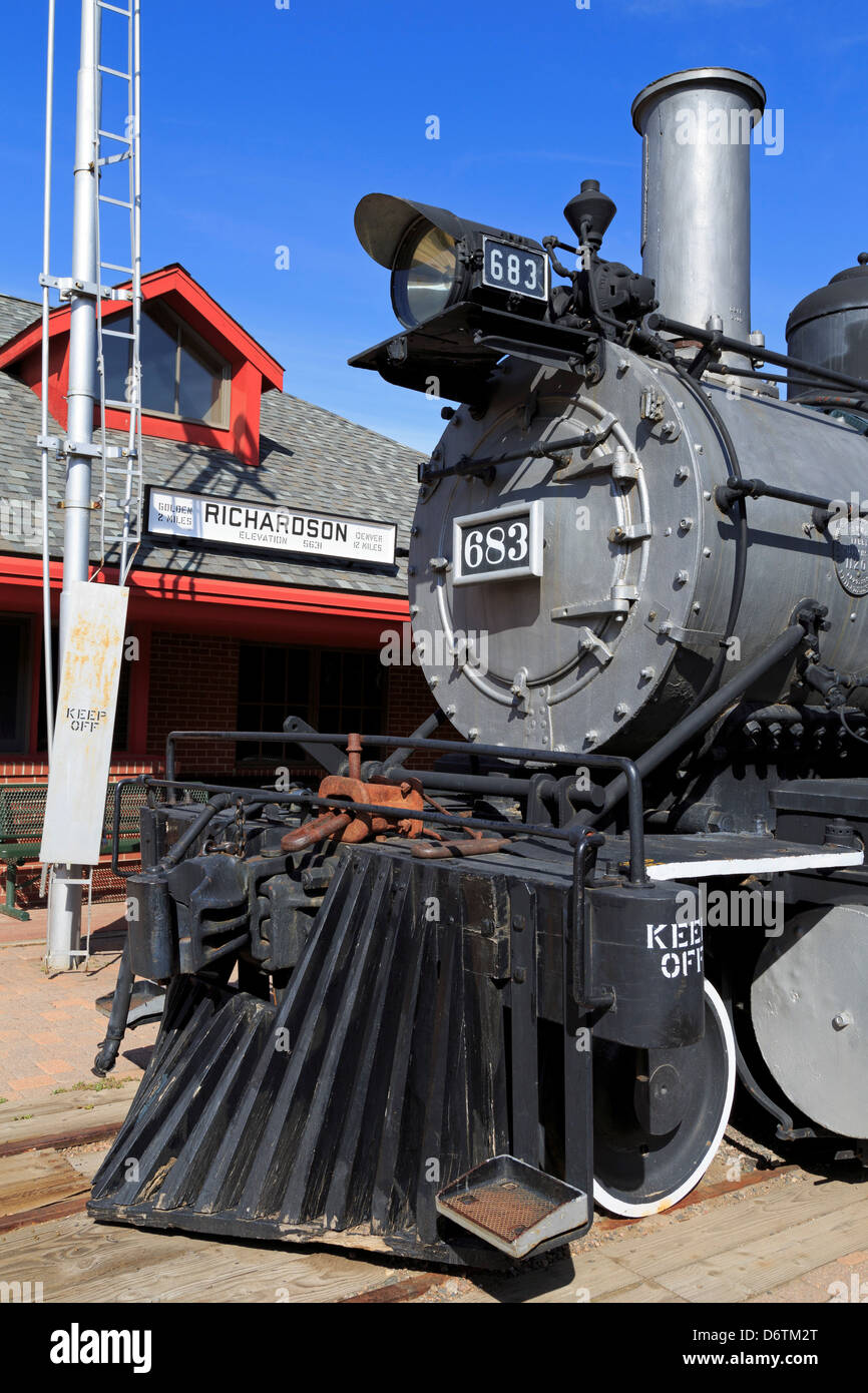 USA, Colorado, Golden, Locomotive at Colorado Railroad Museum Stock ...