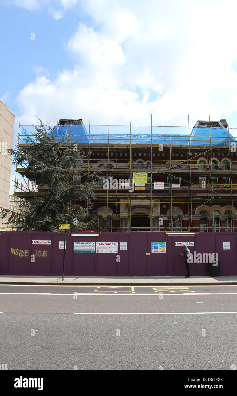 Exterior of fire damaged Cuming Museum London UK April 2013 Stock Photo