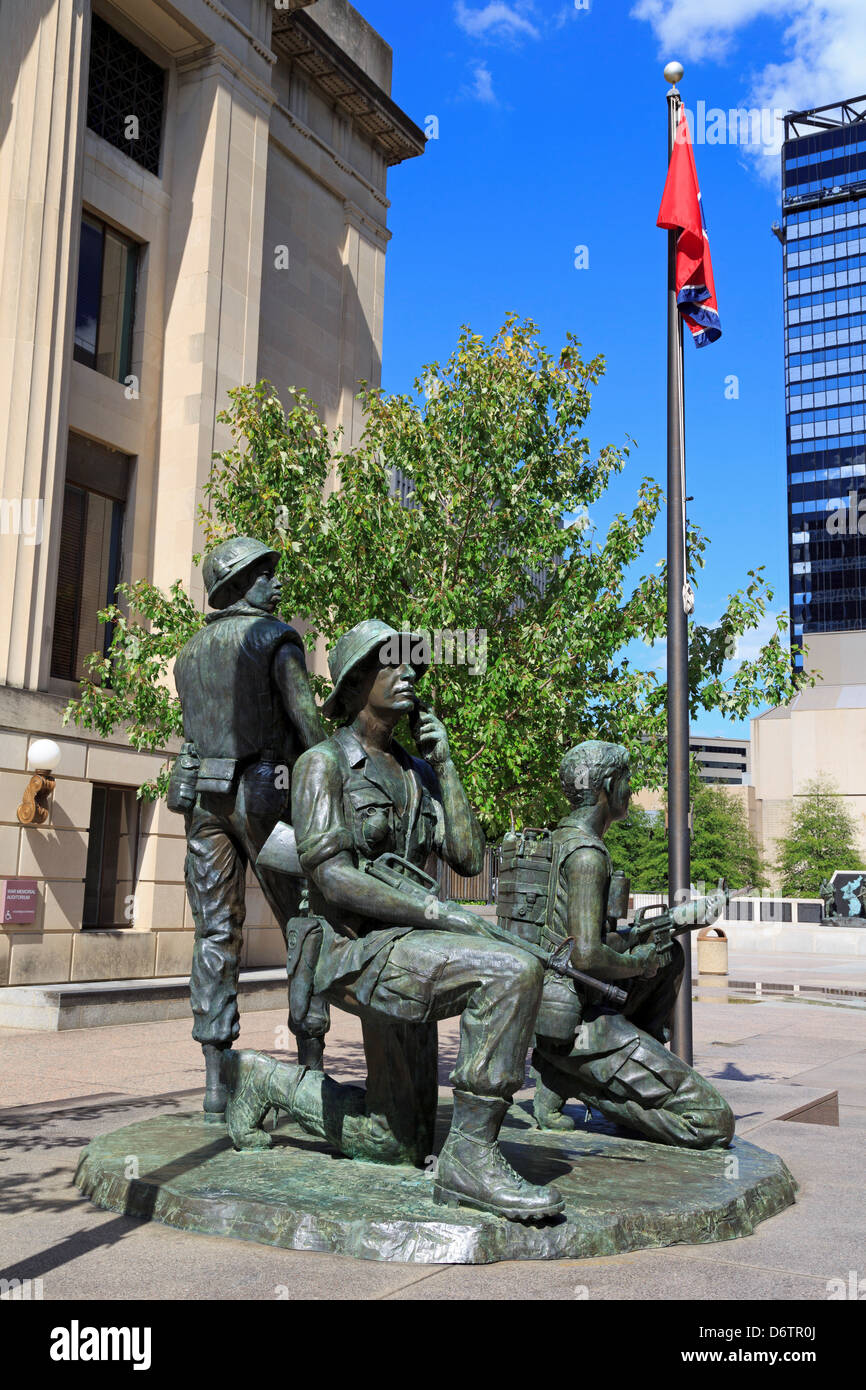 Vietnam War Memorial in War Memorial Plaza,Nashville,Tennessee,USA Stock Photo